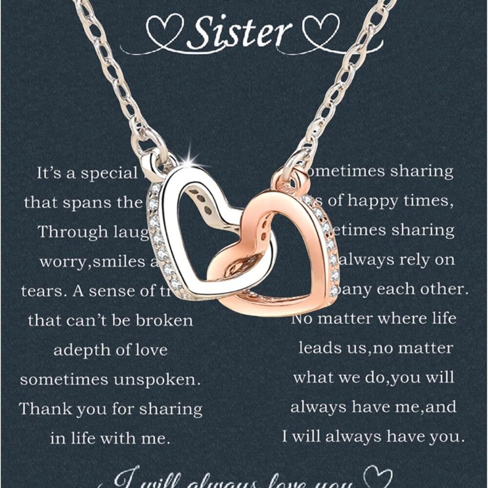 Sister Jewelry Silver Necklace Big Little Sister Gift With Message Card